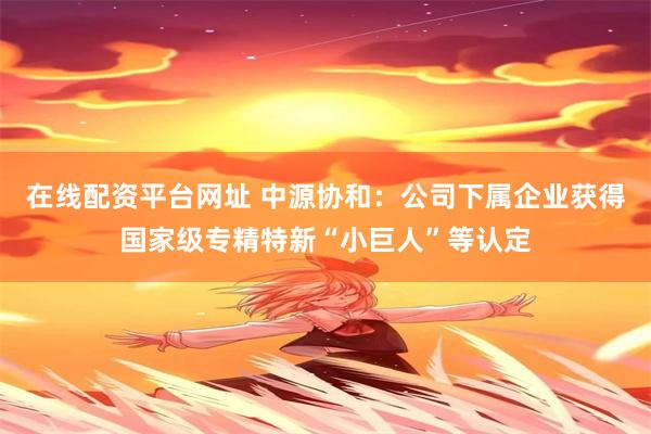 在线配资平台网址 中源协和：公司下属企业获得国家级专精特新“小巨人”等认定