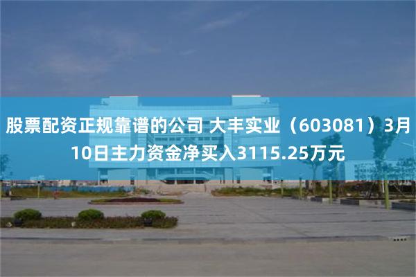 股票配资正规靠谱的公司 大丰实业（603081）3月10日主力资金净买入3115.25万元